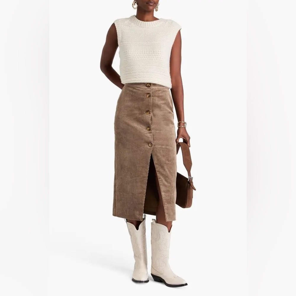 Antik Batik Tilda Mushroom Cotton Blend Midi Corduroy Skirt size S / 38